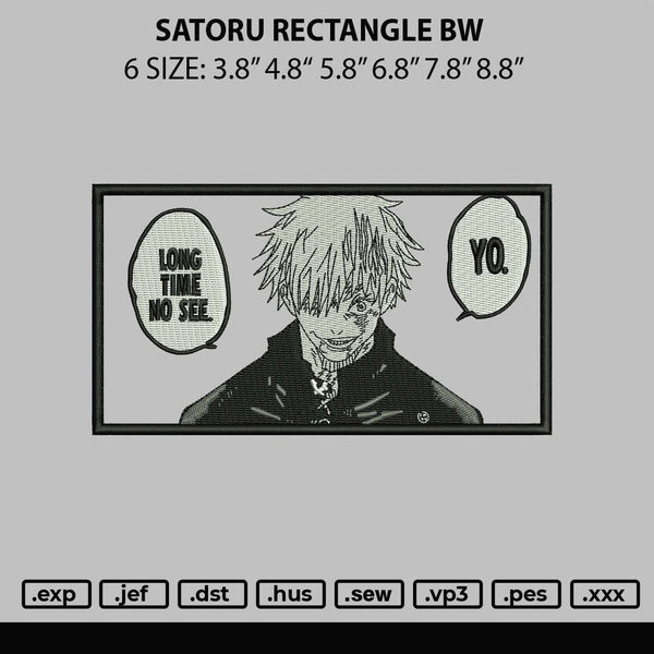 Satoru Rectangle Bw Embroidery File 6 sizes
