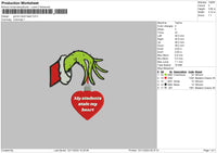 Grinch Hand V2 Embroidery File 6 sizes