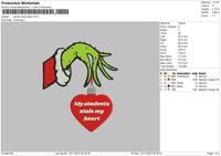 Grinch Hand V2 Embroidery File 6 sizes