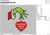 Grinch Hand V2 Embroidery File 6 sizes