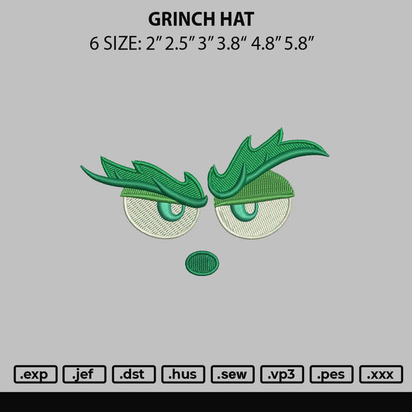 Grinch Hat Embroidery File 6 sizes