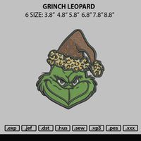 Grinch Leopard Embroidery File 6 sizes