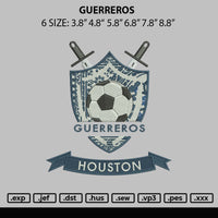 Guerreros Embroidery File 6 sizes