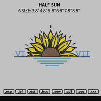 Half Sun Embroidery File 6 sizes