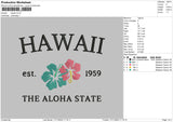 Hawaii Est 1959 Embroidery File 6 sizes