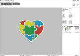 Heart Puzzle Embroidery File 6 sizes