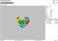Heart Puzzle Embroidery File 6 sizes
