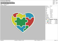 Heart Puzzle Embroidery File 6 sizes