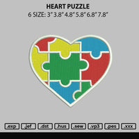 Heart Puzzle Embroidery File 6 sizes