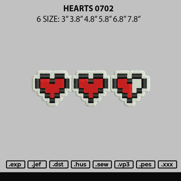 Hearts 0702 Embroidery File 6 sizes