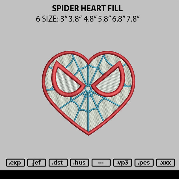 Heart Spider Fill Embroidery File 6 sizes