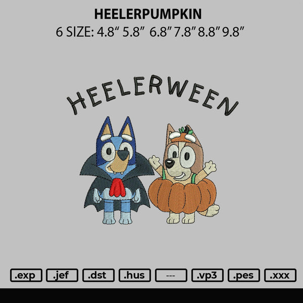 Heelerpumpkin Embroidery File 6 sizes