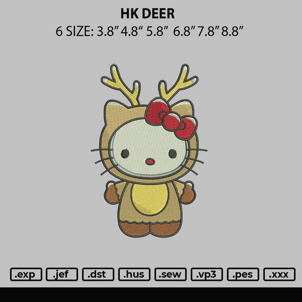 Hk Deer Embroidery File 6 sizes