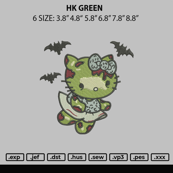 Hk Green Embroidery File 6 sizes