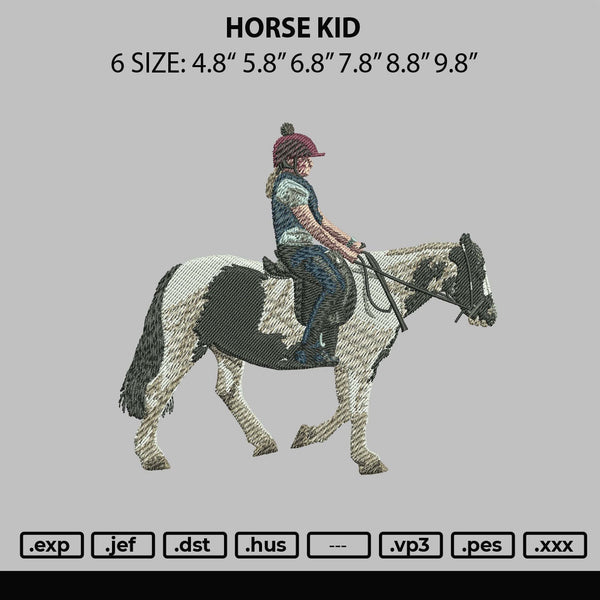 Horse Kid Embroidery File 6 sizes