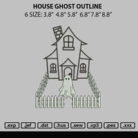 House Ghost Outline Embroidery File 6 sizes