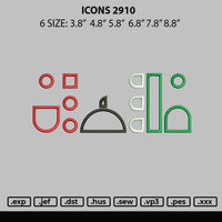 Icons 2910 EMbroidery File 6 sizes