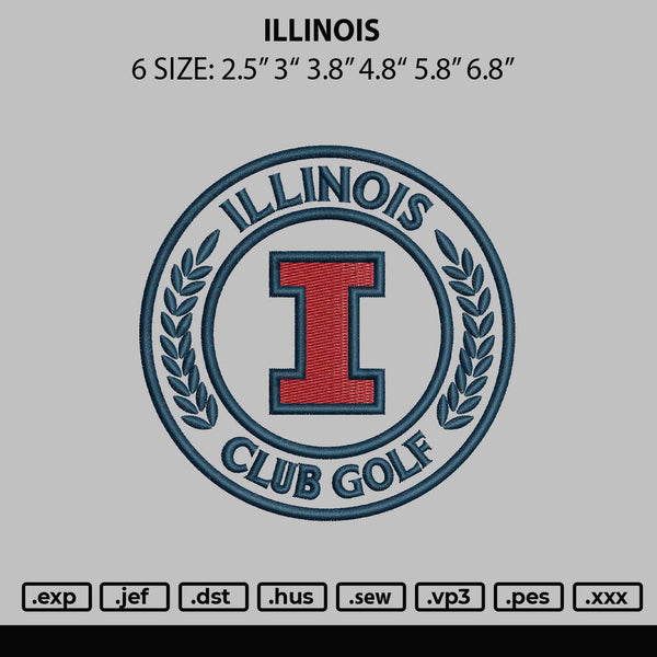 Illinois Golf Embroidery File 6 sizes