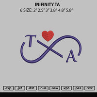 Infinity Ta Embroidery File 6 sizes