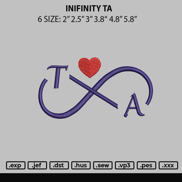 Infinity Ta Embroidery File 6 sizes