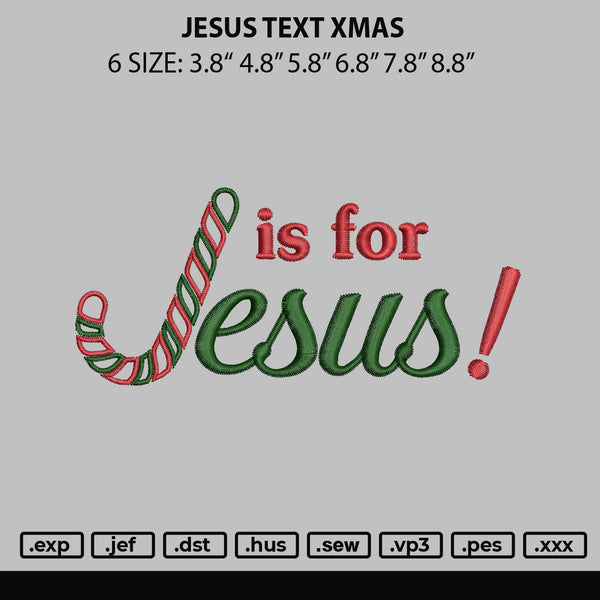 Jesus Text Xmas Embroidery File 6 sizes