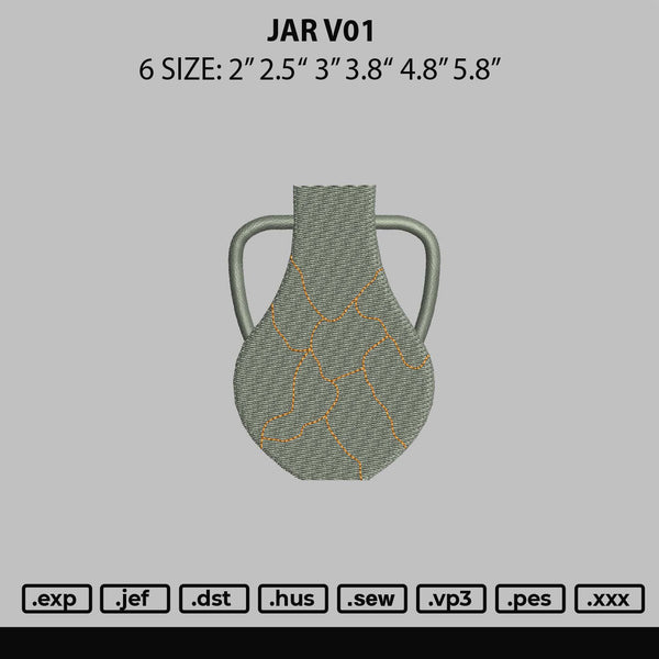 Jar V01 Embroidery File 6 sizes