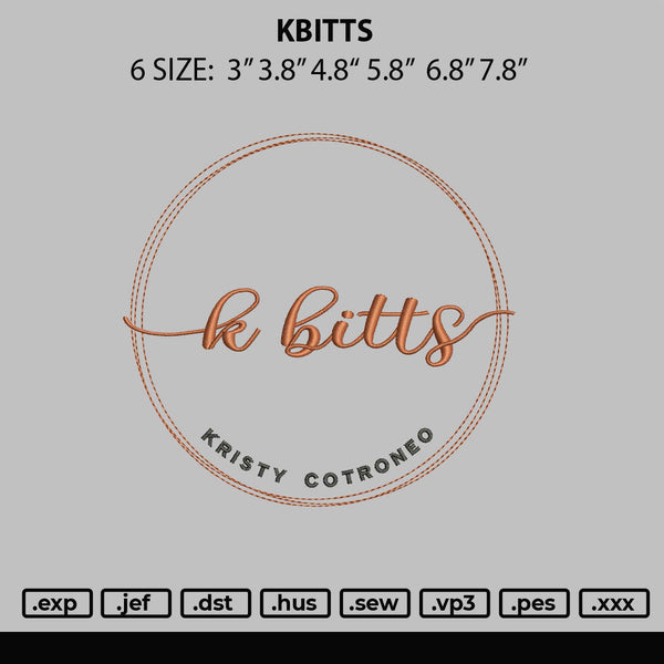 Kbitts Embroidery File 6 sizes