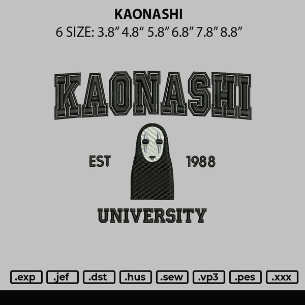 Kaonashi Embroidery File 6 sizes