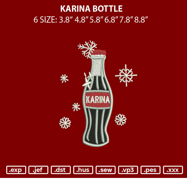 Karina Bottle Embroidery File 6 sizes