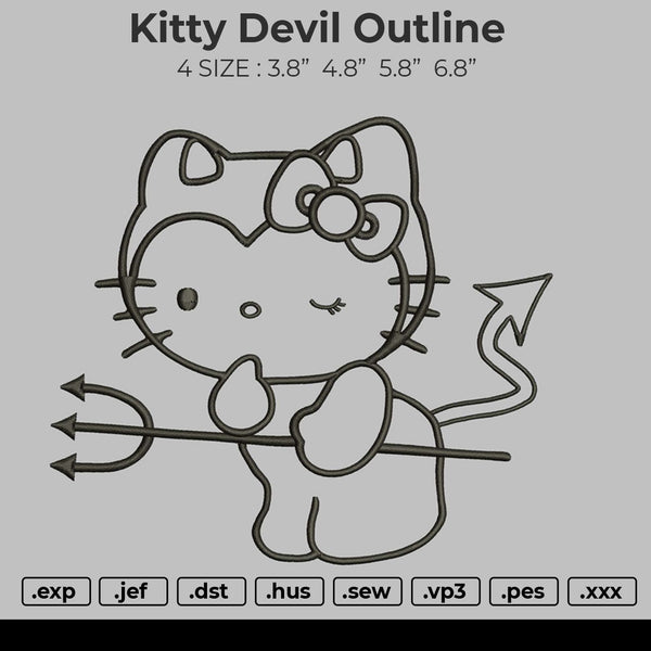 Kitty Devil Outline Embroidery