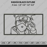 Kakashi Black Outline  Embroidery