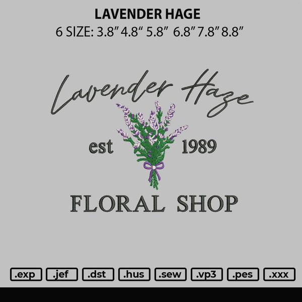 Lavender Hage Embroidery File 6 sizes