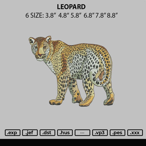 Leopard Embroidery File 6 sizes