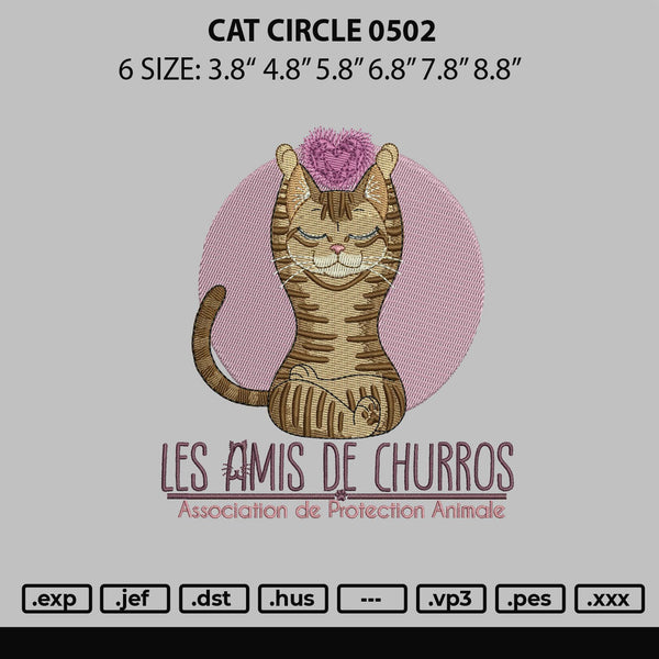 Cat Circle 0502 Embroidery File 6 sizes