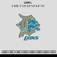 Lion L Embroidery File 6 sizes