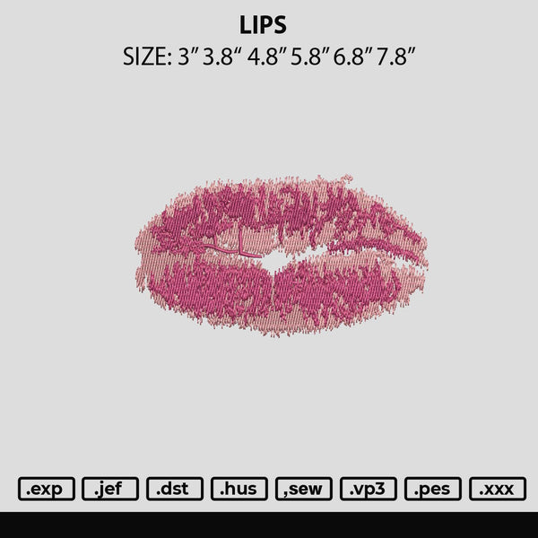 Lips Embroidery File 6 sizes