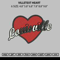 Villetext Heart Embroidery File 6 sizes