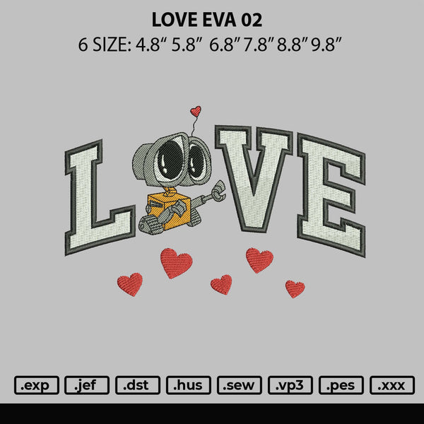 Love Eva 02 Embroidery File 6 sizes