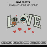 Love Robots Embroidery File 6 sizes