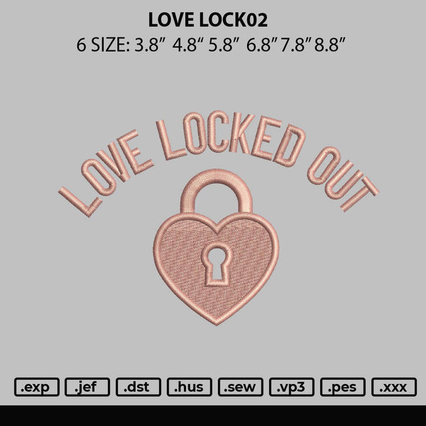 Love Lock02 Embroidery File 6 sizes