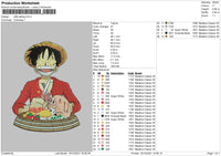 Luffy Eating Embroidery