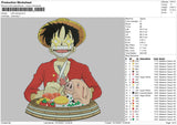 Luffy Eating Embroidery