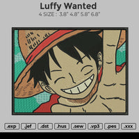 Luffy Wanted Embroidery