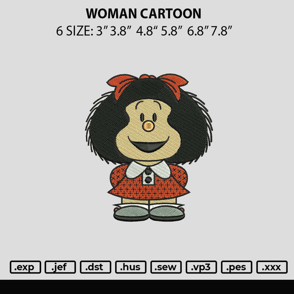 Woman Cartoon Embroidery File 6 sizes