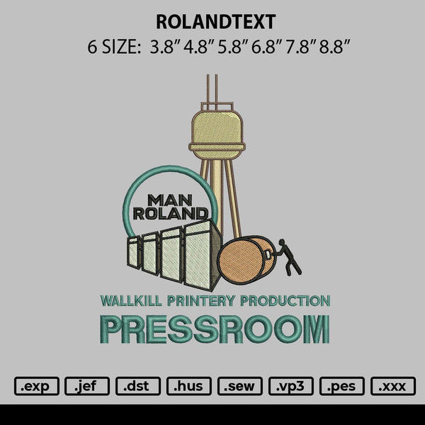 Rolandtext Embroidery File 6 sizes