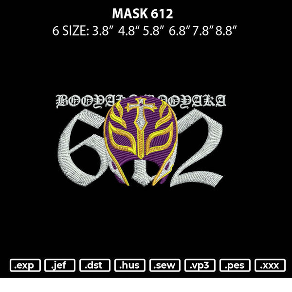 Mask 612 Embroidery File 6 sizes