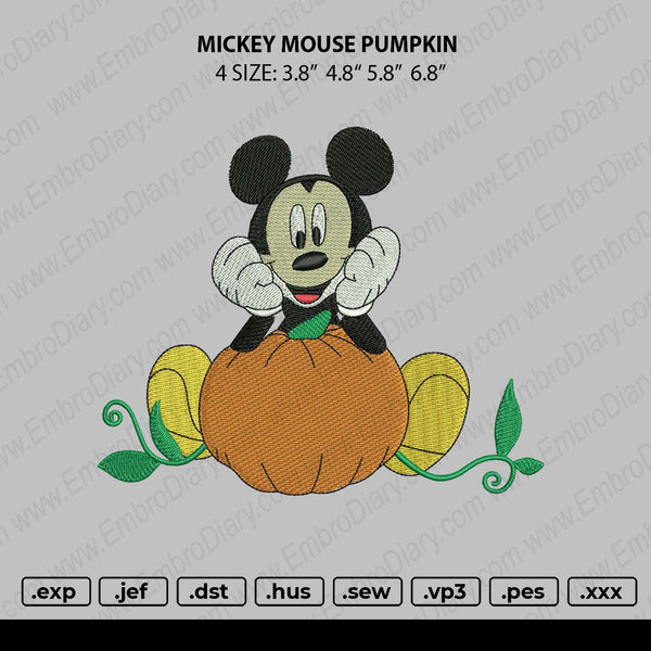 Mickey M Pumpkin Embroidery