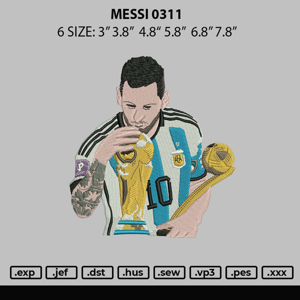 Messi 0311 Embroidery File 6 sizes