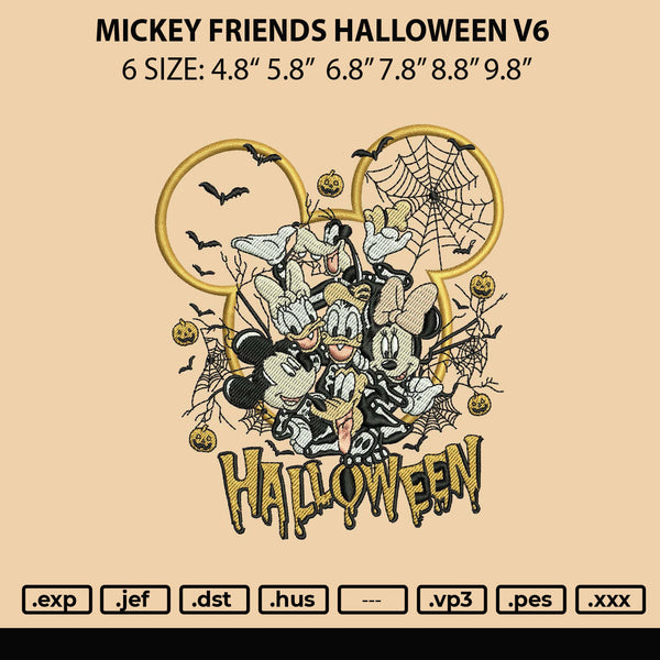 Mickey Friends Halloween V6 Embroidery File 6 sizes