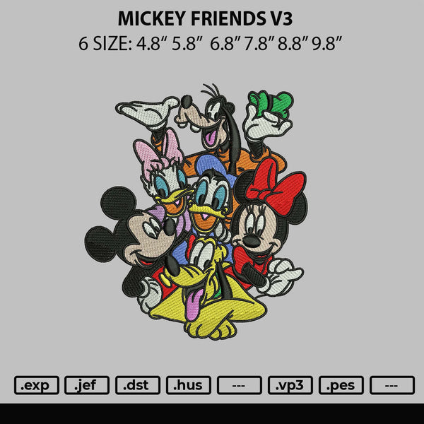 Mickey Friends V3 Embroidery File 6 sizes